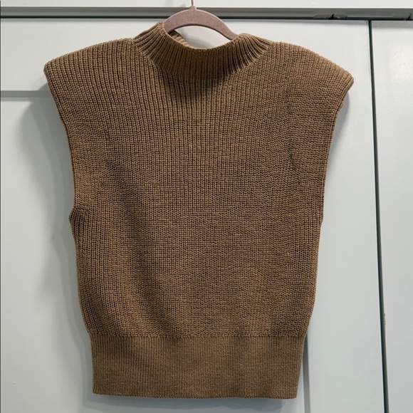 Aritzia babaton Hazlitt merino wool Tan Sleeveless Knit Top small - Picture 2 of 9